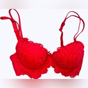 Victoria’s Secret PINK Red Lace Push Up Bra 32C